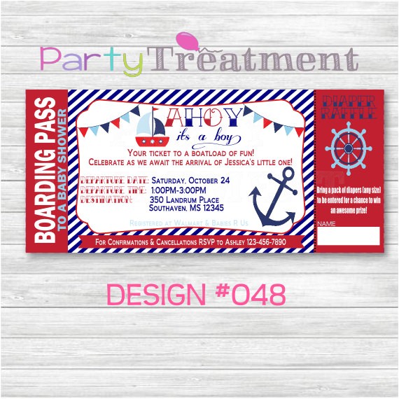 Boarding Pass Baby Shower Invitations Nautical Baby Shower Boarding Pass Invitation 048