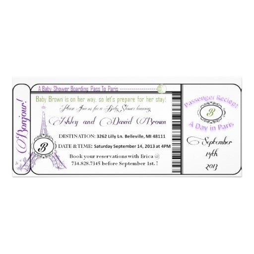 Boarding Pass Baby Shower Invitations Paris Baby Shower Boarding Pass Invitation 4" X 9 25