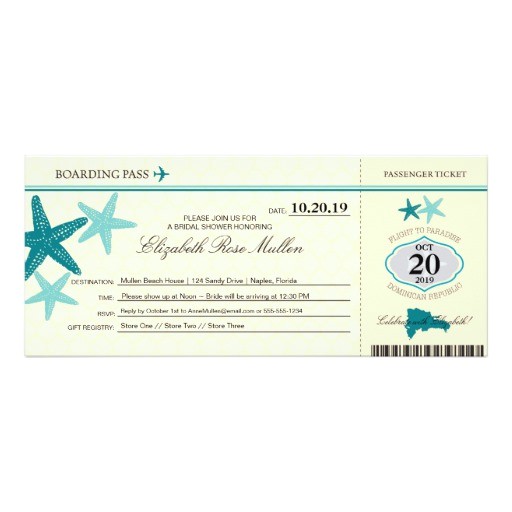 Boarding Pass Bridal Shower Invitations Dominican Republic Bridal Shower Boarding Pass 4×9 25