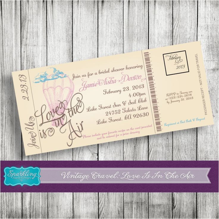 Boarding Pass Bridal Shower Invitations Pinterest