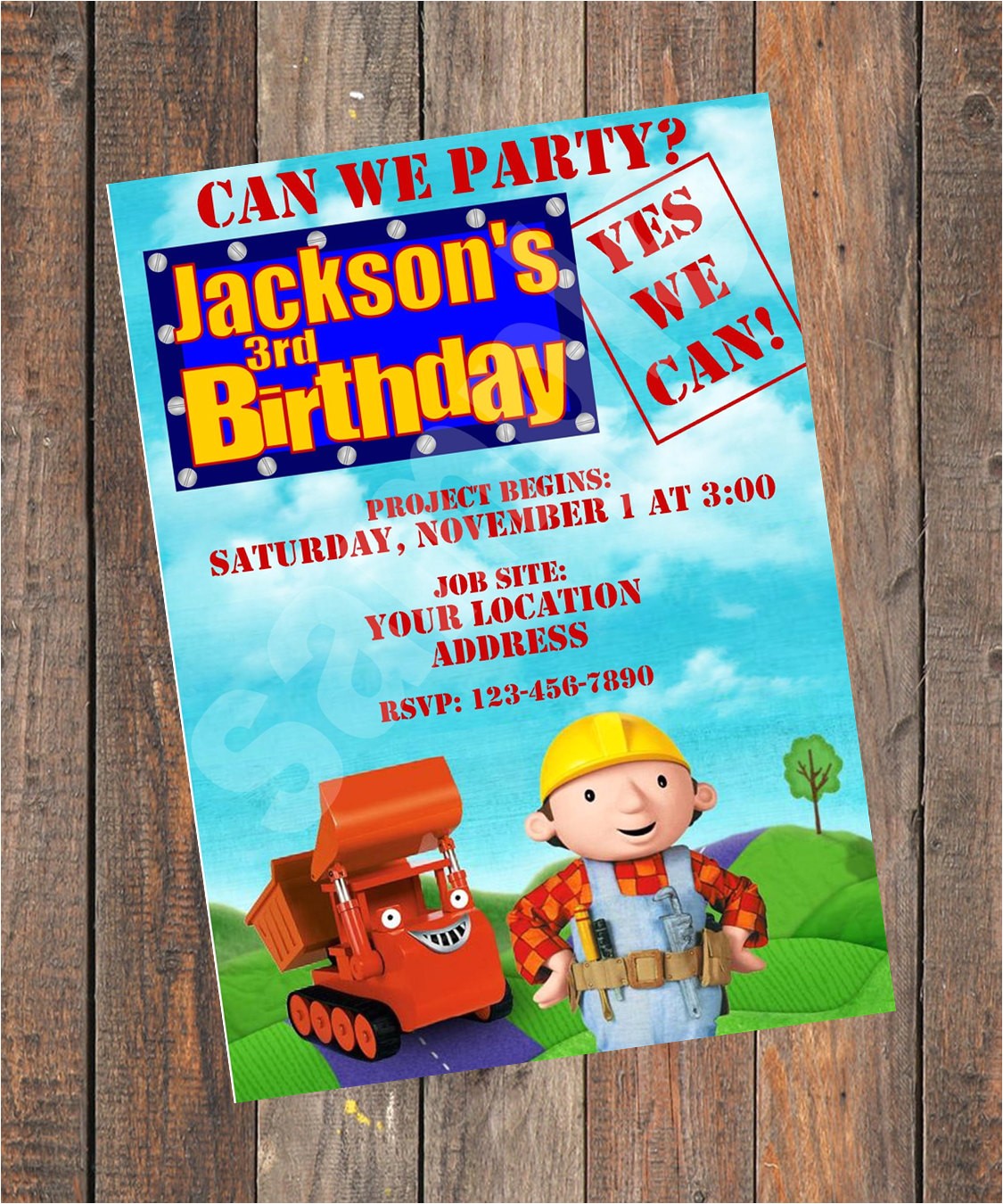 Bob the Builder Birthday Party Invitations Bob the Builder Birthday Invitation original by