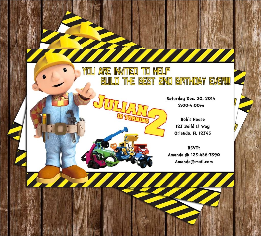 Bob the Builder Birthday Party Invitations Novel Concept Designs Bob the Builder Constuction