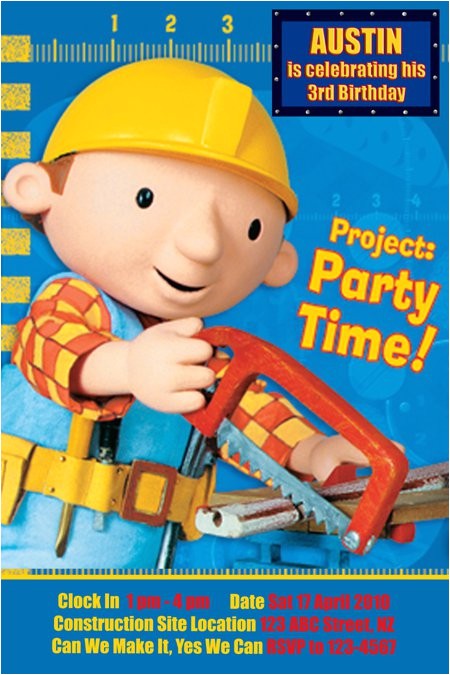 Bob the Builder Birthday Party Invitations Penny S Parties Bob the Builder Contruction Party