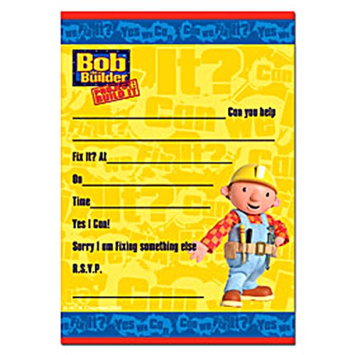 Bob the Builder Party Invitations Bob the Builder Invitation Pad Old Partyware