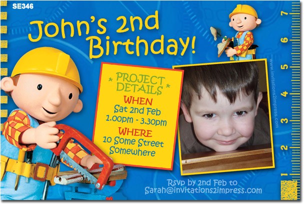 Bob the Builder Party Invitations Se346 themed Birthday Boy Bob the Builder Boys