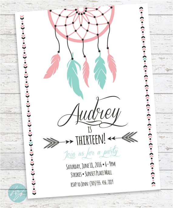 Boho Chic Birthday Invitation Template Boho Birthday Invitation Aztec Tribal Invitation by