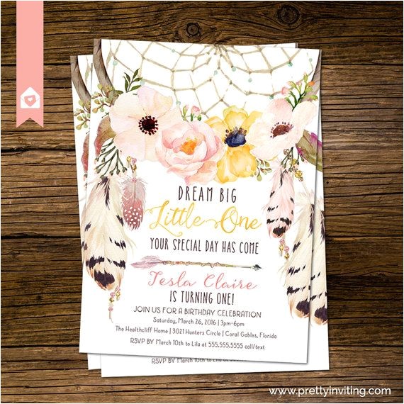 Boho Chic Birthday Invitations Boho Chic First Birthday Invitation Rustic by