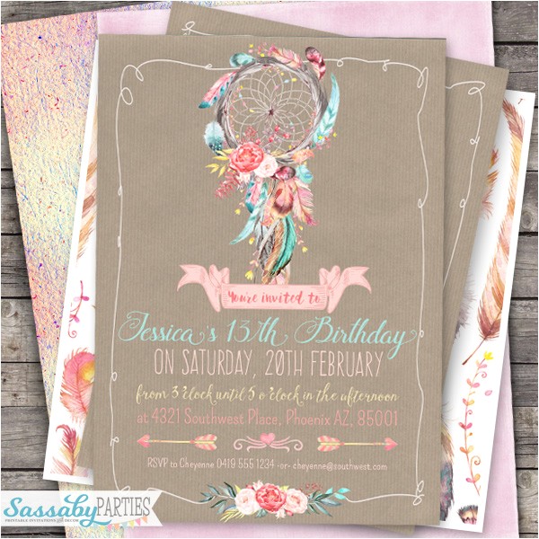 Boho Chic Birthday Invitations Boho Chic Party Invitation