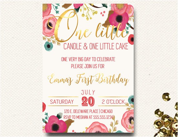 Boho Chic Birthday Invitations First Birthday Invitation Floral Boho Chic Invite E Little
