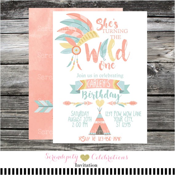Boho Chic Birthday Invitations Wild E Birthday Invitation Tribal Invite Boho Chic