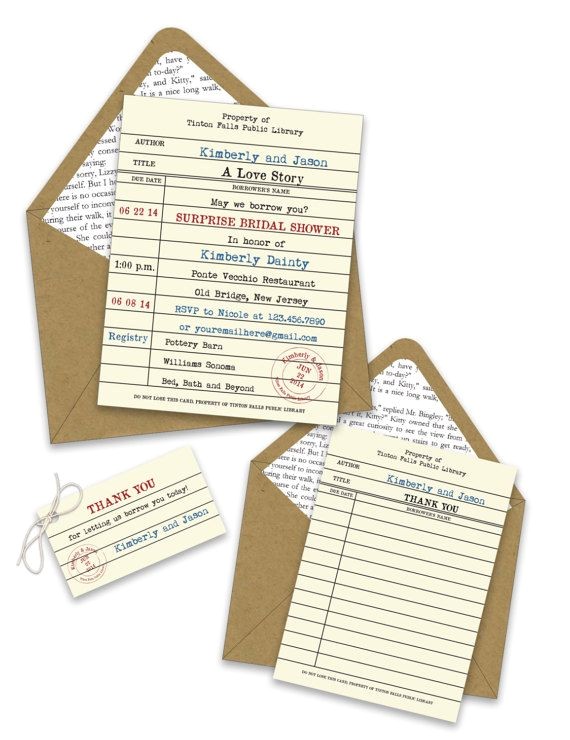 Book themed Bridal Shower Invitations Library Card Bridal Shower Invitations Book themed Bridal Shower Invitations Library Card Bridal Shower Invitations