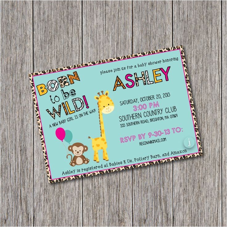 Born to Be Wild Baby Shower Invitations Born to Be Wild Baby Shower Invitation
