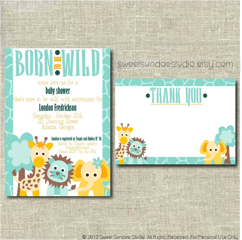 Born to Be Wild Baby Shower Invitations Etsy Your Place to and Sell All Things Handmade