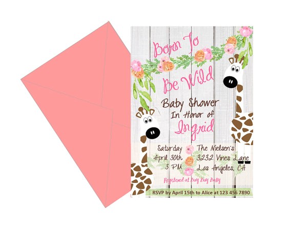 Born to Be Wild Baby Shower Invitations Jungle Baby Shower Invitation Born to Be Wild Invitations