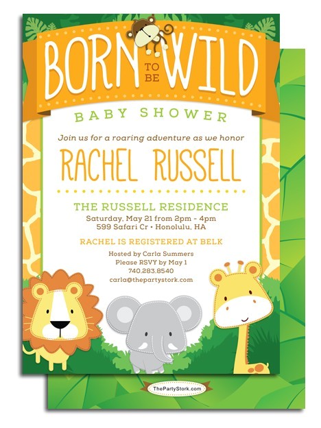 Born to Be Wild Baby Shower Invitations Printable Safari Baby Shower Invitation