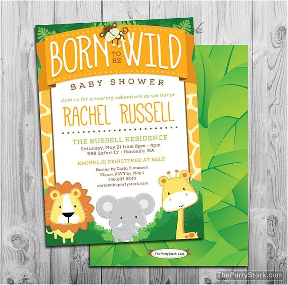 Born to Be Wild Baby Shower Invitations Safari Baby Shower Invitation Jungle Baby Shower