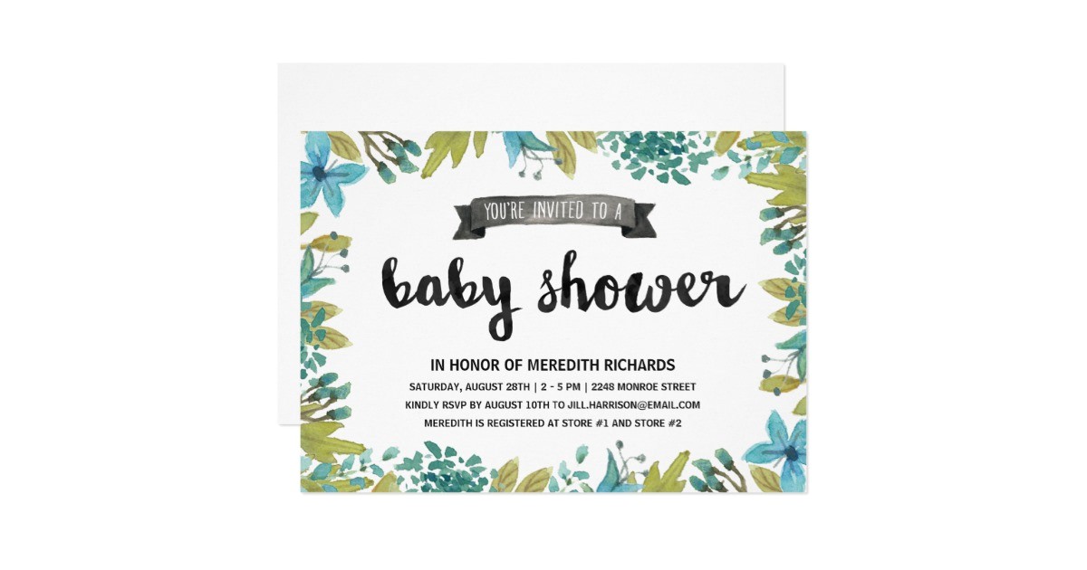 Botanical Baby Shower Invitations Botanical Baby Shower Card