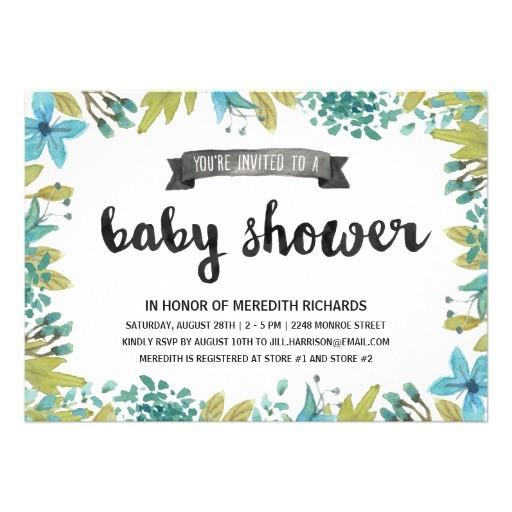 Botanical Baby Shower Invitations Botanical Baby Shower Card