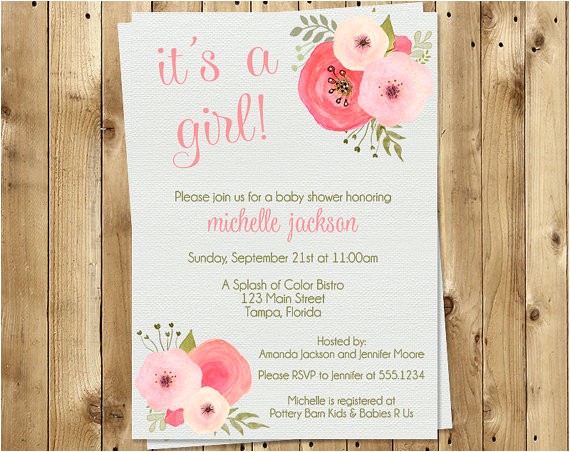 Botanical Baby Shower Invitations Botanical Baby Shower Invitations Girl Watercolor Flowers