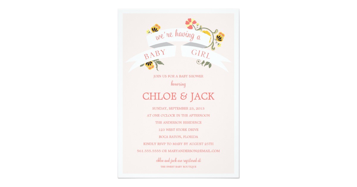 Botanical Baby Shower Invitations Botanical Banner Baby Shower Invitation
