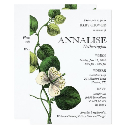 Botanical Baby Shower Invitations Vintage Botanical Chic Baby Shower Invitations