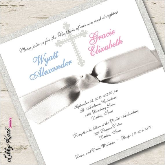 Boy and Girl Baptism Invitations Twin Baptism Invitation Twin Christening Invitation Boy