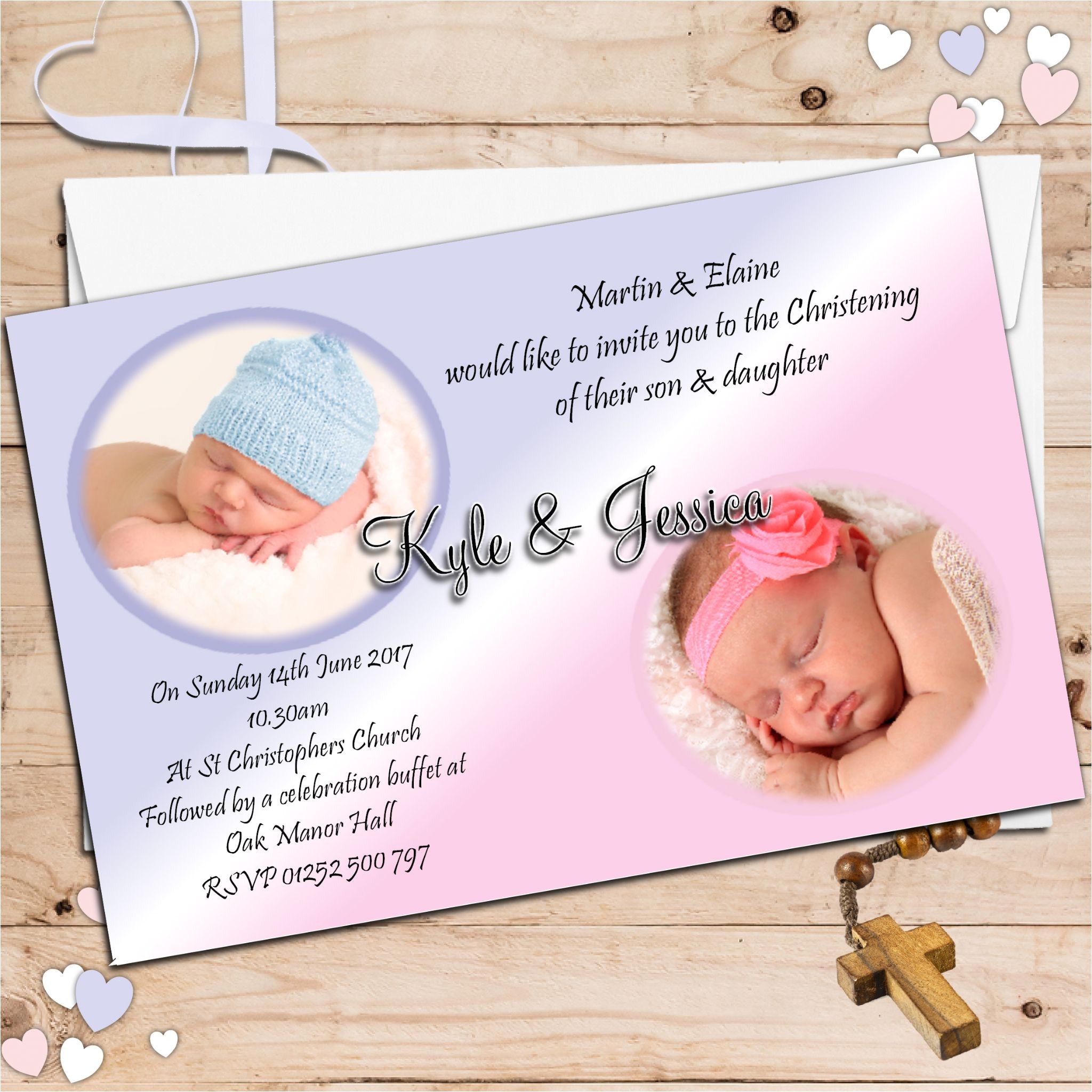 Boy and Girl Baptism Invitations Twin Baptism Invitations Twin Boy and Girl Baptism