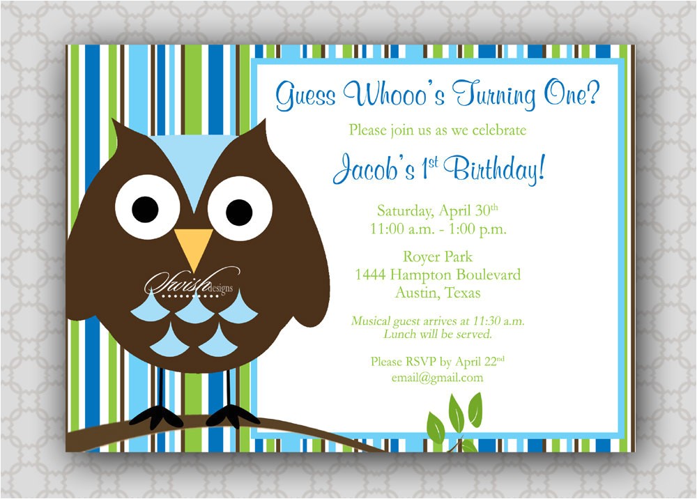 Boy Owl First Birthday Invitations 301 Moved Permanently