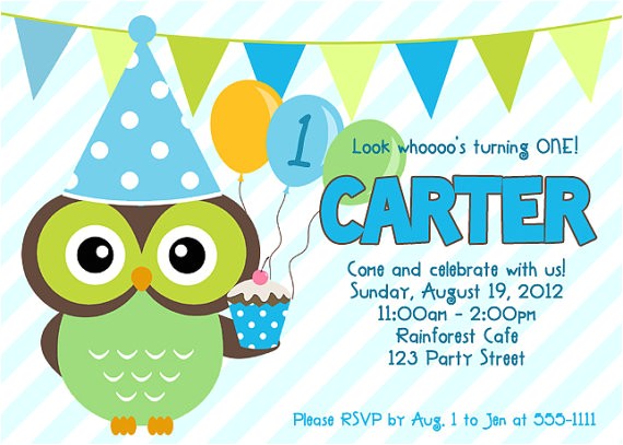Boy Owl First Birthday Invitations Items Similar to Owl Boy 1st Birthday Invitation