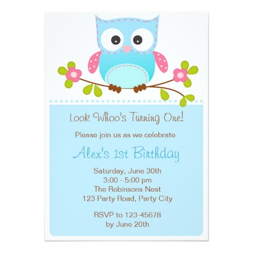 Boy Owl First Birthday Invitations Owl Invitation Boy 1st Birthday Baby Shower Zazzle