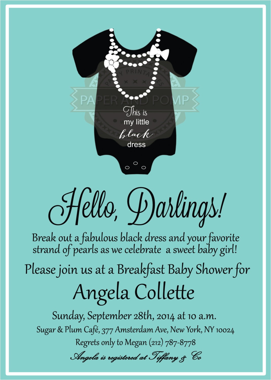 Breakfast at Tiffany S Baby Shower Invites Breakfast at Tiffany S Baby Shower Invitation by Paperandpomp