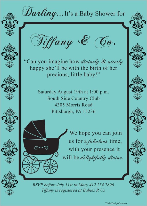 Breakfast at Tiffany S Baby Shower Invites Breakfast at Tiffany theme Baby Shower Invitation