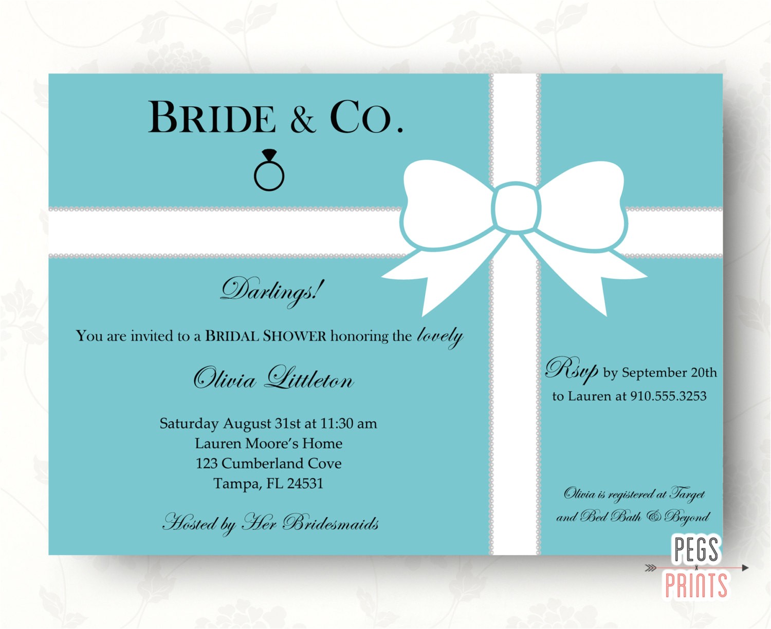 Breakfast at Tiffany S Bridal Shower Invitations Breakfast at Tiffany S Bridal Shower Invitation by Pegsprints