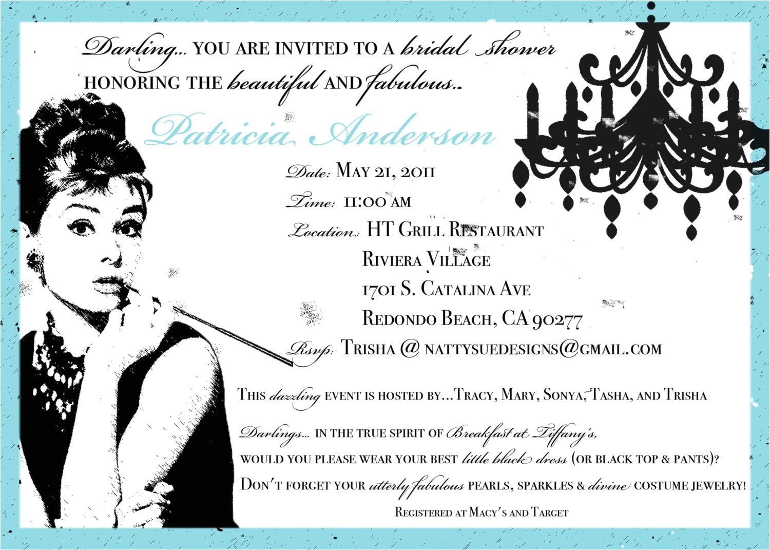 Breakfast at Tiffany S Bridal Shower Invitations Custom Breakfast at Tiffany S Inspired Bridal Shower