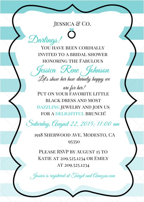 Breakfast at Tiffany S Bridal Shower Invitations Template Breakfast at Tiffany S themed Bridal Shower Invitation