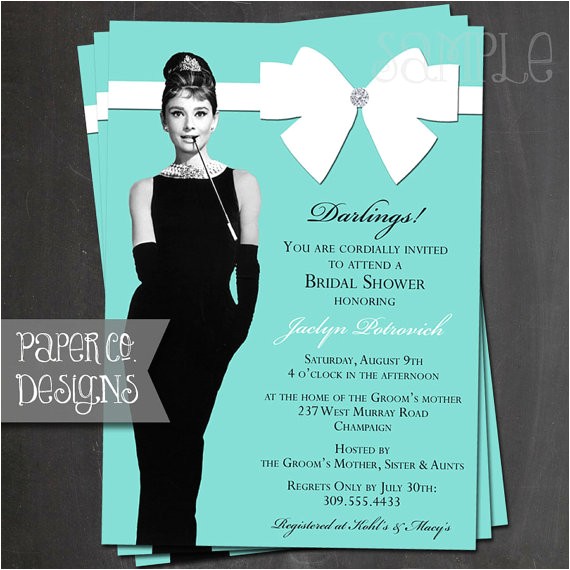 Breakfast at Tiffany S themed Bridal Shower Invitations Breakfast at Tiffany S Bridal Shower Invitation Birthday