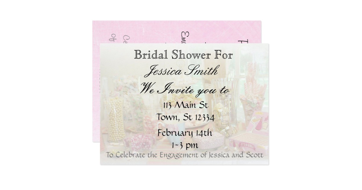 Bridal Display Shower Invitation Wording Pink Candy Display Bridal Shower Invitation Zazzle