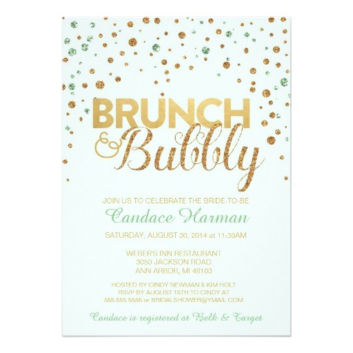 Bridal Shower Brunch Invitation Wording Brunch & Bubbly Glitter Bridal Shower Invitation