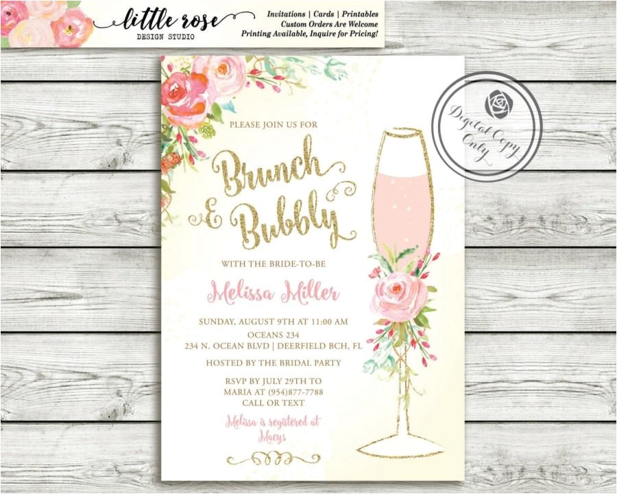 Bridal Shower Brunch Invites Brunch and Bubbly Bridal Shower Invitation Brunch Invite