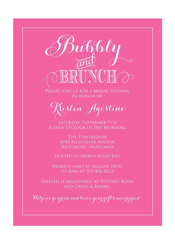 Bridal Shower Brunch Invites Champagne Brunch Invitation Bridal Shower Invitation