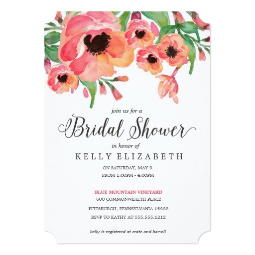 Bridal Shower E Invites Modern Floral Bridal Shower Invitation Zazzle