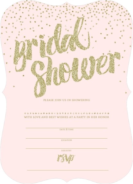 Bridal Shower Email Invitations Pink and Gold Glitter Bridal Shower Invitation Blank
