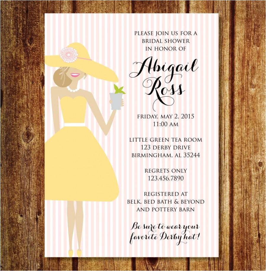 Bridal Shower Hat Invitations Derby Bridal Shower Invitation Kentucky Derby Hat Bridal