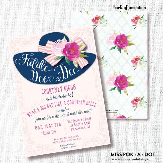Bridal Shower Hat Invitations Fiddle Dee Dee Big Hat Bridal Shower Invitation by