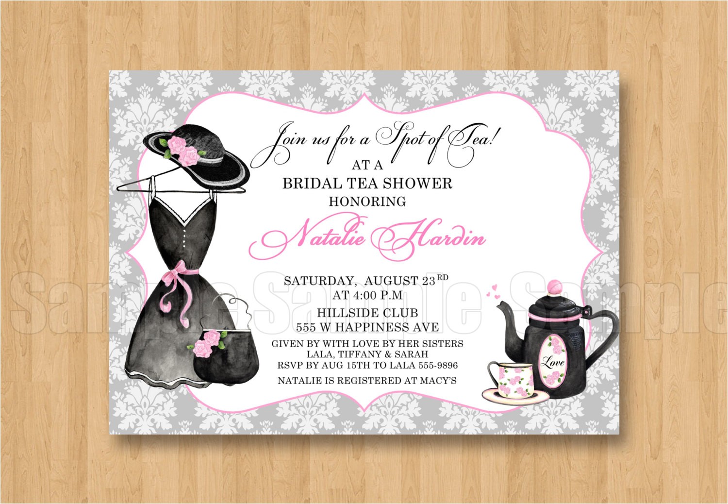 Bridal Shower Hat Invitations Tea Fancy Hat Dress Birthday Bridal Shower Personalized
