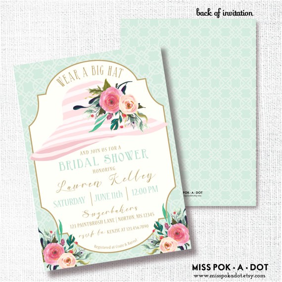 Bridal Shower Hat Invitations Wear A Hat Bridal Shower Invitation Printable Hat Shower
