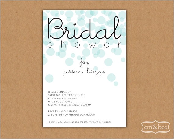 Bridal Shower Invitation Examples Bridal Shower Invitation Sample Bubbles by Hellohappypaper