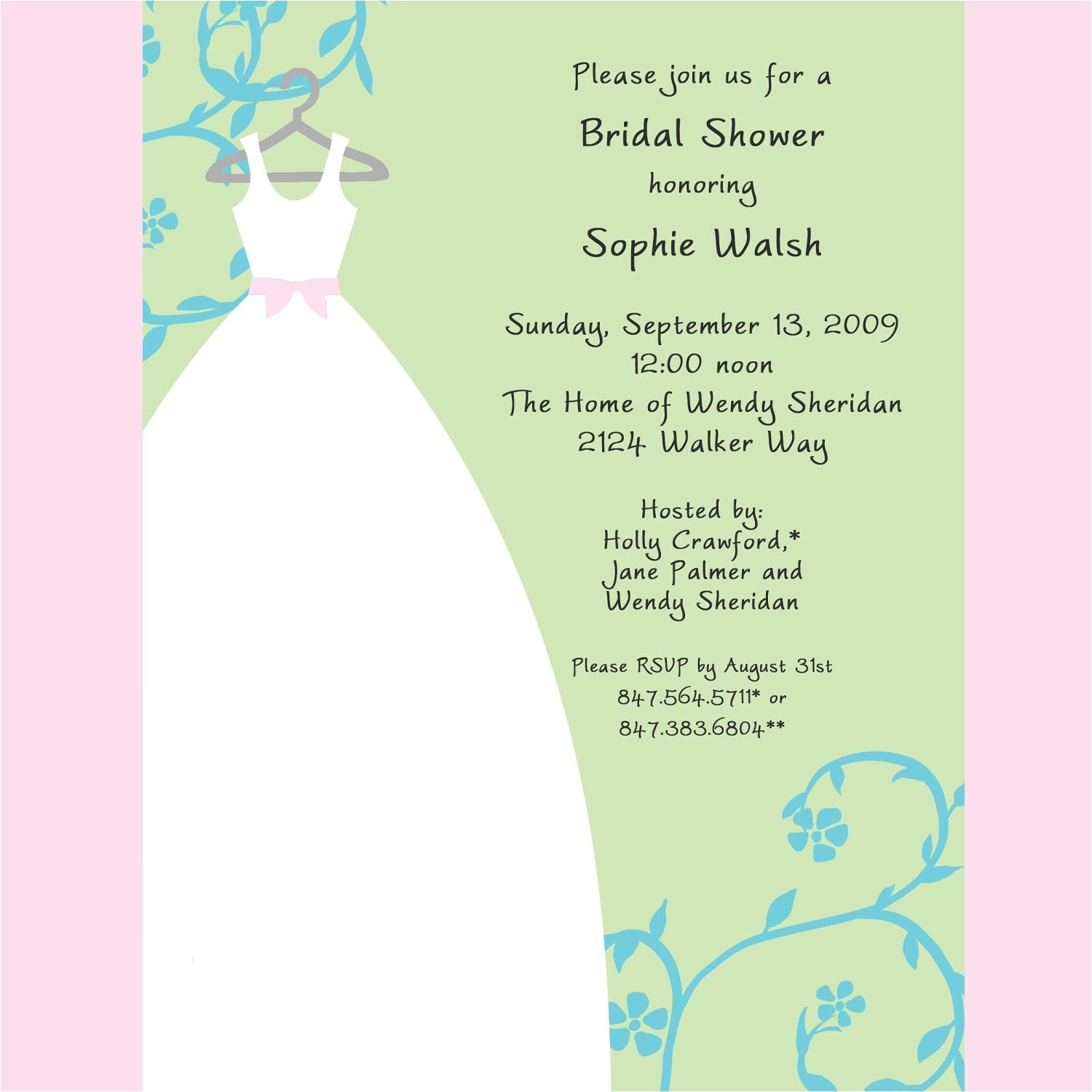 Bridal Shower Invitation format Bridal Shower Bridal Shower Invitation Wording Card