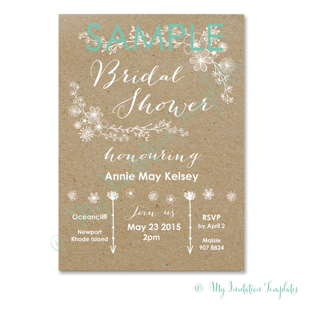 Bridal Shower Invitation format Rustic Whimsical Bridal Shower Invitation Templates Sample