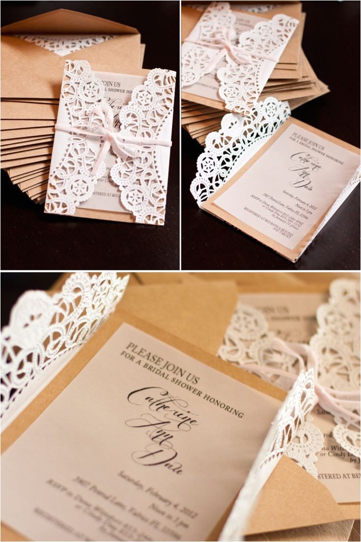 Bridal Shower Invitation Ideas Homemade Diy Lace Invitations Wedding Diy Pinterest
